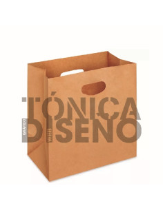 Bolsa de kraft natural mediana personalizada con impresión a color