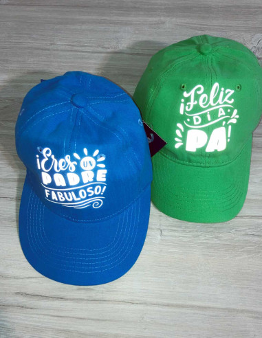 gorra día del padre con frase de de eres un papa fabuloso en vinil textil