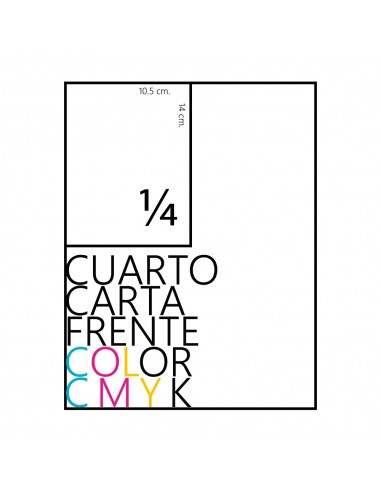 Mil volantes cuarto de carta 4x1 frente color dorso negro