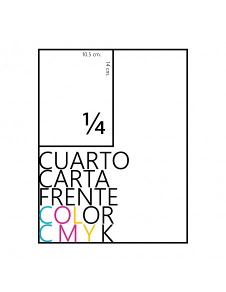 Mil volantes cuarto de carta 4x1 frente color dorso negro